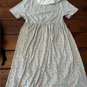 Floral Kids Dress in Blue and Orange